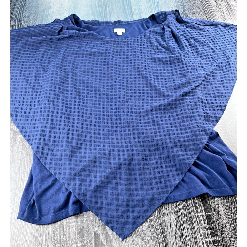 Avenue‎ Blue Textured Poncho Top Side Tie Boho Chic Lightweight  Plus Size 22/24